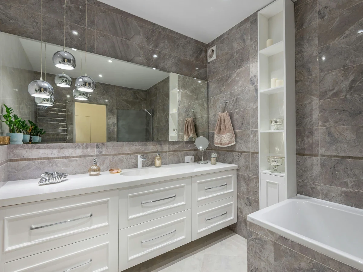 bathroom wet room large format tiles daffodil tiling